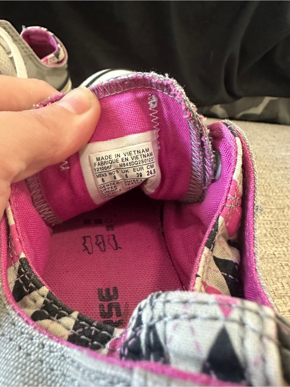 Converse Low-Top Sneakers in Gray with Pink Lining - Picture 5 of 5